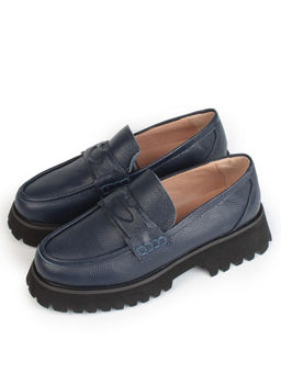 03-YP9860G DK. BLUE Лоферы женские (натуральная кожа)
