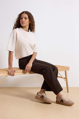 Koyu Bej Renk Bloklu Retro Kad?n Sneaker TAKSS26SN00006