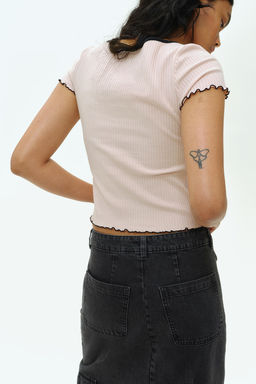 Top de canale con detalles sobrehilados - H&m фото 3