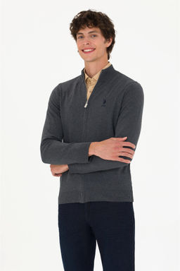 U. S. Polo Assn Мужской базовый трикотажный кардиган антрацитового меланжа - U.s. polo assn фото 10