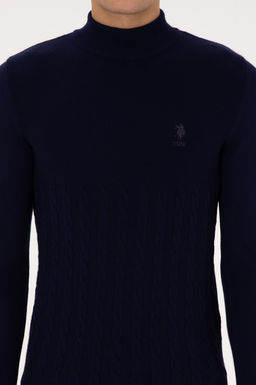 Erkek Slim Fit Yar_m Bal_k__ Yaka Lacivert Kazak - U.s. polo assn фото 6