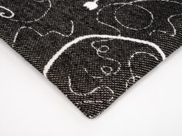 Плед хлопковый 170*200 жаккард "Кошки" цв. 9 черн. с белым