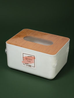 Органайзер для хранения салфеток BAMBOO, 17×13×9.5 см, белый, коричневый