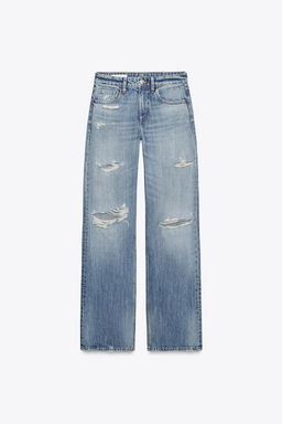 TRF RIPPED MID-WAIST JEANS - Zara фото 5