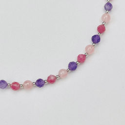 Колье для "Весов" из Аметиста,Розового кварца и Турмалина 38 см +
