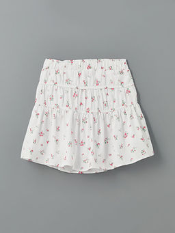 Beli Lastikli ?i?ekli K?z ?ocuk Etek