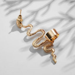 Серьга Кафф змея анаконда, цвет золото - Queen fair фото 3