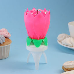 Свеча для торта музыкальная Бутон, крутящаяся, розовая, 14,5 см