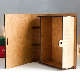 Новогодняя деревянная шкатулка-книга «Снегири» 14×12х5 см