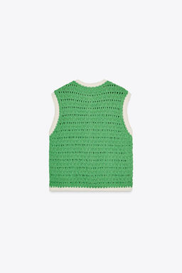 OVERSIZED BUTTON KNITTED WAISTCOAT TOP - Zara фото 10