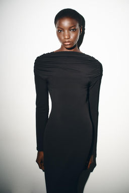 MIDI DRESS WITH DRAPED DETAIL AND JEWEL BACK - Zara фото 2