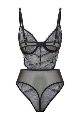 Siyah Dantel Brodeli Cicekli Kaps?z C?tc?tl? Orme Body THMSS25BD00000