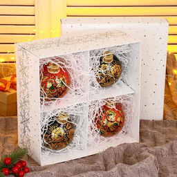 Набор из 4-х ёлочных шаров d=8 см Соцветие чудес - Simaland фото 3