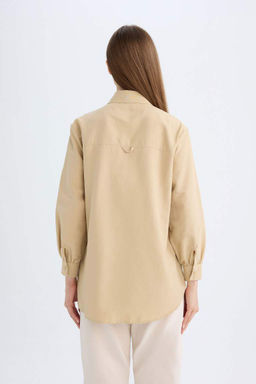 Рубашка-туника из поплина с длинными рукавами Relax Fit - Defacto фото 6