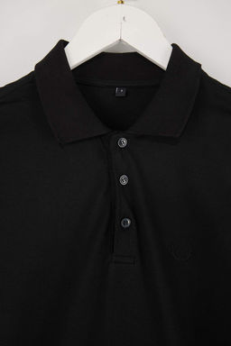 Siyah Regular/Normal Kesim Basic Esnek Nak?sl? Polo Yaka T-shirt TMNSS26PO00016