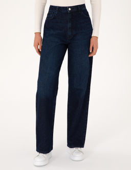 Lacivert Waist Flare Fit Jean Pantolon