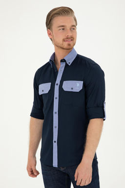 U. S. Polo Assn / Мужская темно-синяя рубашка с длинным рукавом - U.s. polo assn фото 10