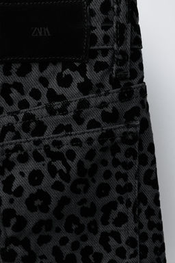 ANIMAL PRINT FLOCK WIDE-LEG JEANS - Zara фото 4