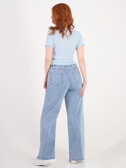 Джинсы женские тонкие летние на резинке - Almond фото 5