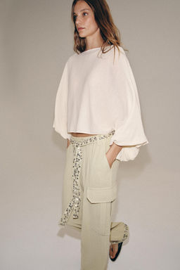 PANTAL?N CARGO LENTEJUELAS ZW COLLECTION / Khaki claro
