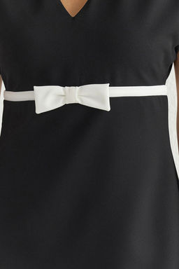 Siyah A Kesim Fiyonklu Mini Dokuma Elbise TWOSS25EL00274 - Trendyolmilla фото 3