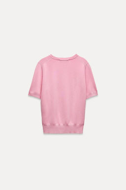 BASIC PLAIN KNIT TOP WITH SHORT SLEEVES - Zara фото 11