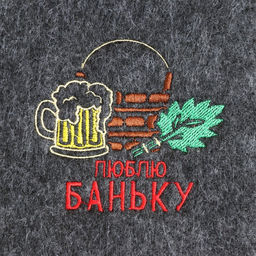 Рукавица для бани с вышивкой Люблю баньку, серая - Добропаровъ фото 2
