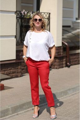 Свободная хлопковая блуза - 0112 белый - Новый лен фото 2