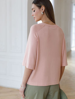 Свободный джемпер с рукавом 3/4 тонкой вязки из вискозы