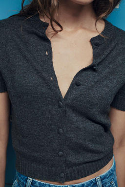 BASIC PLAIN SHORT SLEEVE KNIT CARDIGAN - Zara фото 8