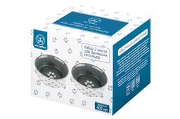 Набор 2 мисок для домашних питомцев 400 мл 13,5*13,5*5 см Лапка на сером и сердечки керамика - Elan gallery фото 7