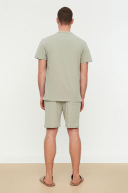 TRENDYOL MAN Mint Regular Fit Bask?l? Sortlu Pijama Tak?m? TMNSS22PT0060 - Trendyolmilla фото 6