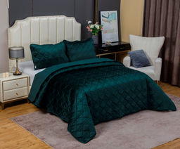 Стеганное покрывало Dori (изумруд) 240х260см (1), 50х70см (2)