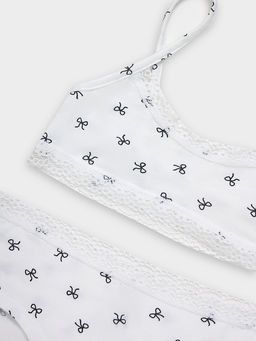 Комплект для девочек белый с принтом бантики - Mark formelle фото 3