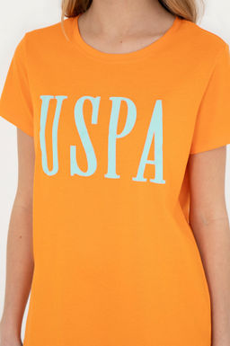 Женская оранжевая футболка с круглым вырезом - U.s. polo assn фото 14