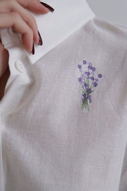 11307 Рубашка хлопковая белая с вышивкой - Martichelli фото 4