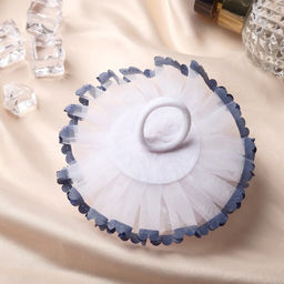 Цена за 6 шт. Бант для волос на резинке Школьница, волнушка горошек синие края, d=11 см, сине-белый - Simaland фото 2