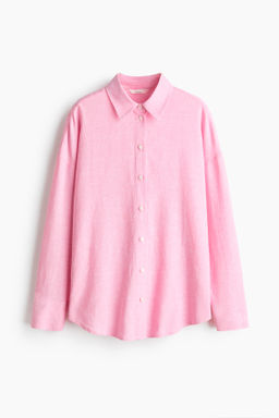 Camisa oversize en mezcla de lino - H&m фото 2