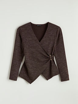 Kruvaze Yaka B?zg?l? Bluz