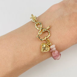 Браслет из мадагаскарского Розового кварца с цепочкой - Радуга самоцветов фото 4