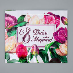 Цена за 2 шт. Пакет подарочный ламинированный, упаковка, С днём 8 марта, ML 25?21?8 см
