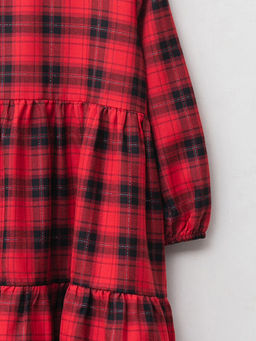 Bisiklet Yaka Ekose Uzun Kollu K?z ?ocuk Elbise ve Ta? - Waikiki фото 3