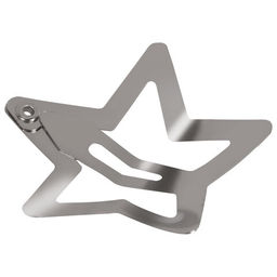 Заколки для волос НАБОР 10 шт., 3 см, клик-клак, звездочки, глянцевый, серебристый, MONTE VITA