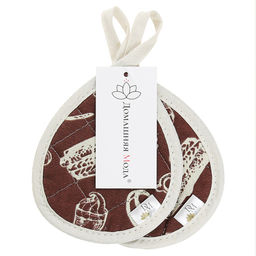 Кухонный комплект Эспрессо, вид 1: прихватка 18х16см форма Капелька - 2шт, рогожка 171г/м2, хлопок 100%, наполнитель - ватин 280г/м2, на пластмассовом подвесе, Домашняя мода (Россия)  фото 3