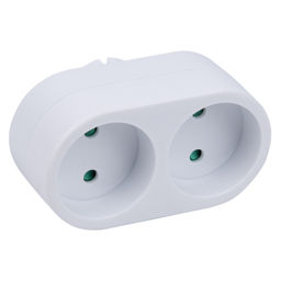 S-ES2-16O WHITE Разветвитель сетевой, б/з. 2 гнезда. 16А, 3500Вт. Белый. ТМ Uniel