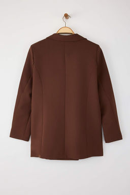 Kahverengi Oversize Astarl? Dugmeli Dokuma Blazer Ceket TWOAW22CE0167