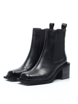 01-E21B-1A BLACK Ботинки демисезонные женские (натуральная кожа, байка)