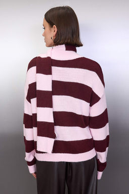 Pembe Sal Detayl? Yumusak Dokulu Oversize V Yaka Triko H?rka TWOAW26HI00278 - Trendyolmilla фото 4