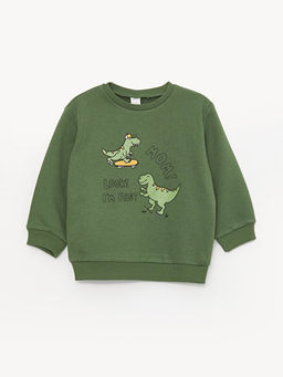 Bisiklet Yaka Uzun Kollu Bask?l? Erkek Bebek Sweatshirt
