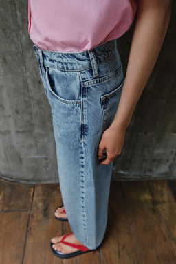 JEANS Z1975 BARREL TIRO MEDIO RAYA PLANCHADA / Azul medio - Zara фото 5